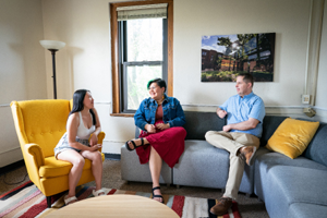 The Augsburg Family Scholars lounge is a dedicated space for the program's students, located in Memorial Hall. (Photo by Courtney Perry)